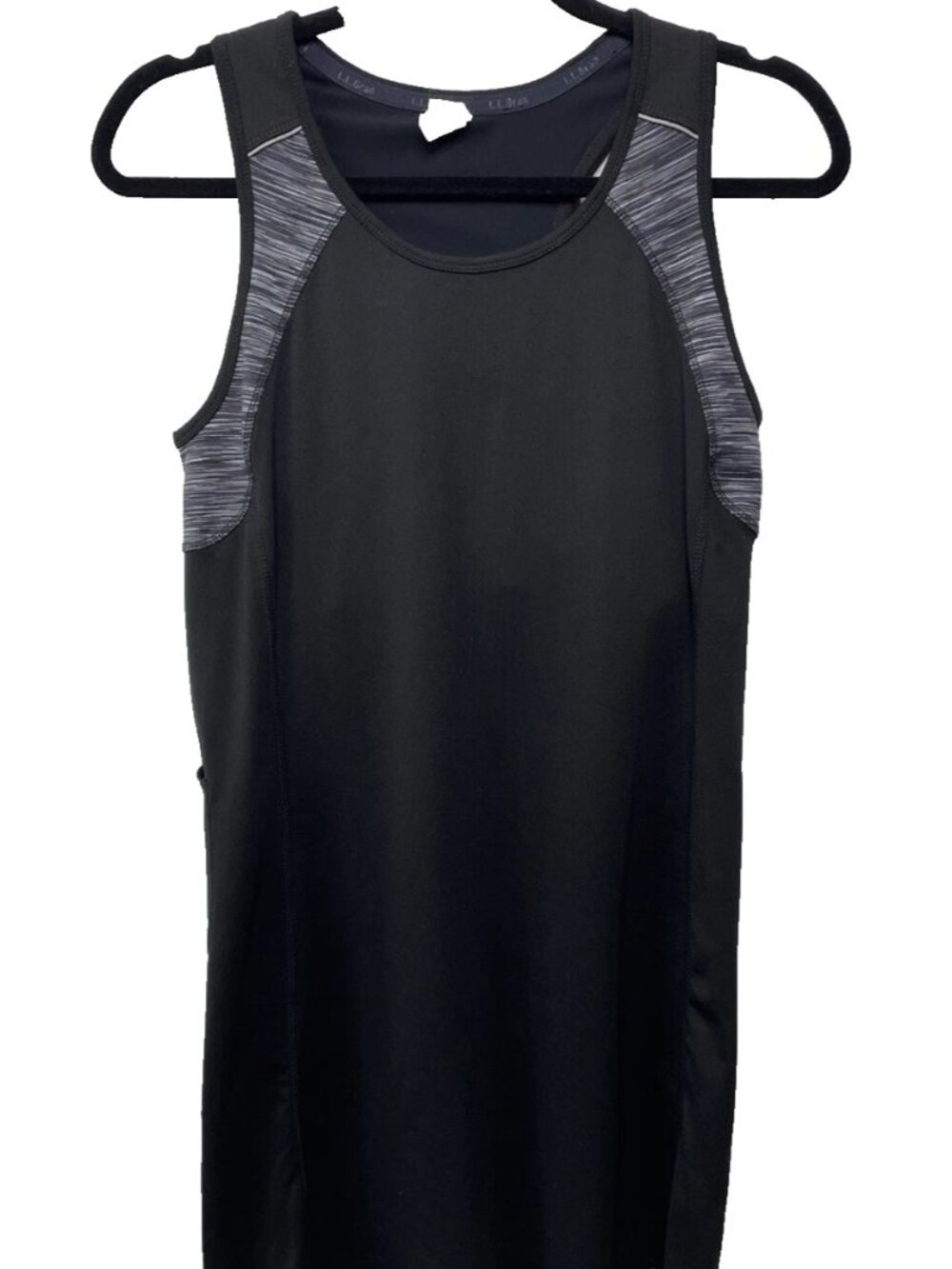 LL Bean Black Sleeveless Racerback Built In Bra Athletic Dress L Pickleball Golf